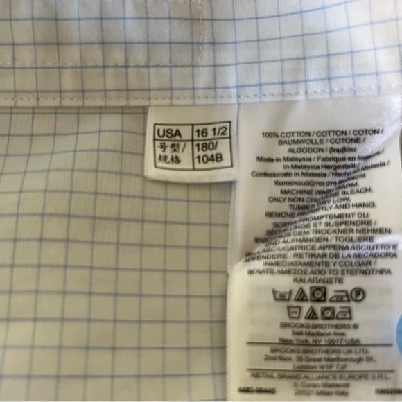 Brooks Brother Classic Button Down Mens Shirt Size 16 1/2 - 34 Blue and White - Picture 13 of 13